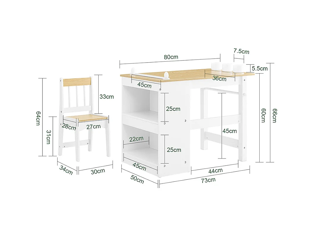 SoBuy stolik dziecięcy z krzesłem i uchwytem na rolkę papieru, biały