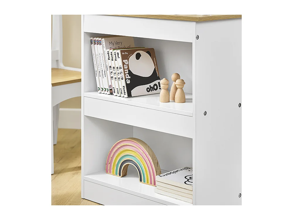 SoBuy stolik dziecięcy z krzesłem i uchwytem na rolkę papieru, biały