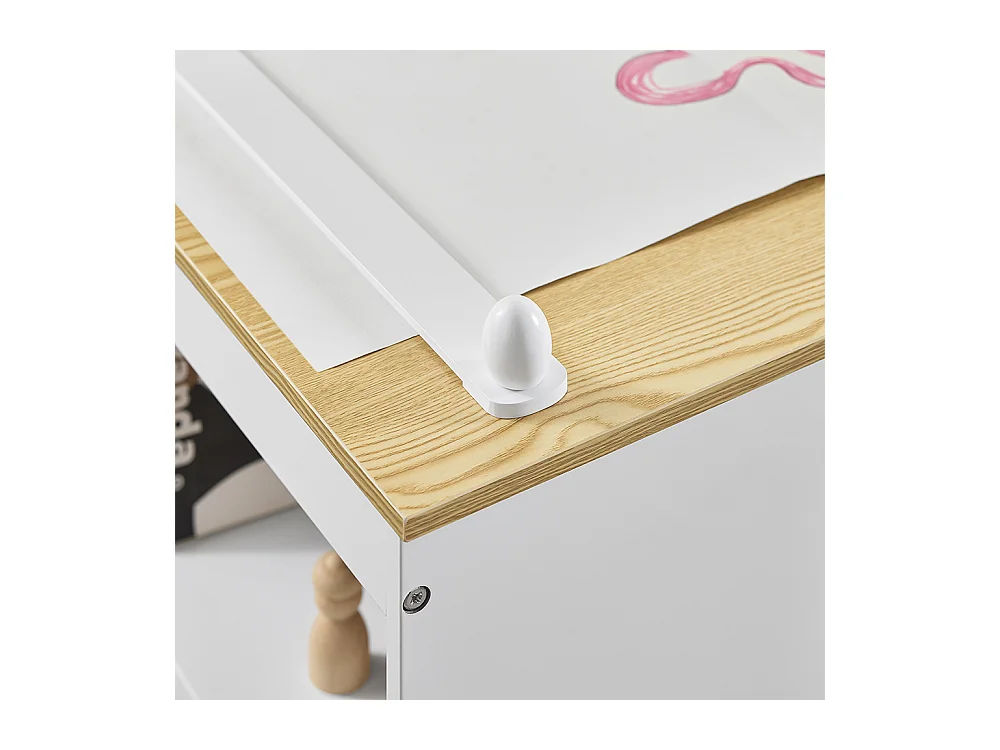 SoBuy stolik dziecięcy z krzesłem i uchwytem na rolkę papieru, biały