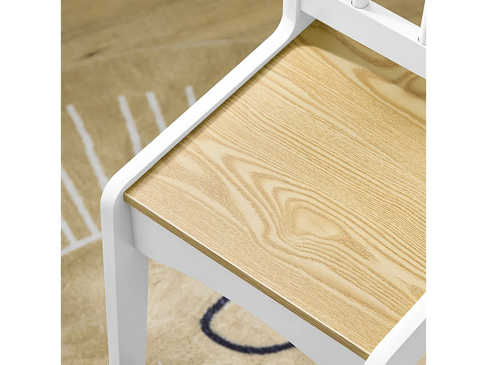 SoBuy Kindertafel- en Stoelset met plank en opbergvak, wit/naturel