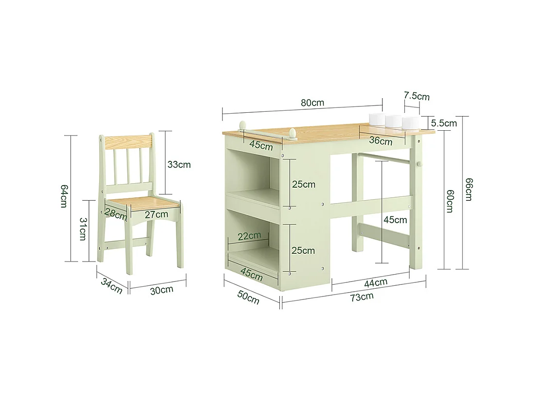 SoBuy stół dziecięcy z krzesłem i uchwytem na papier, zielony
