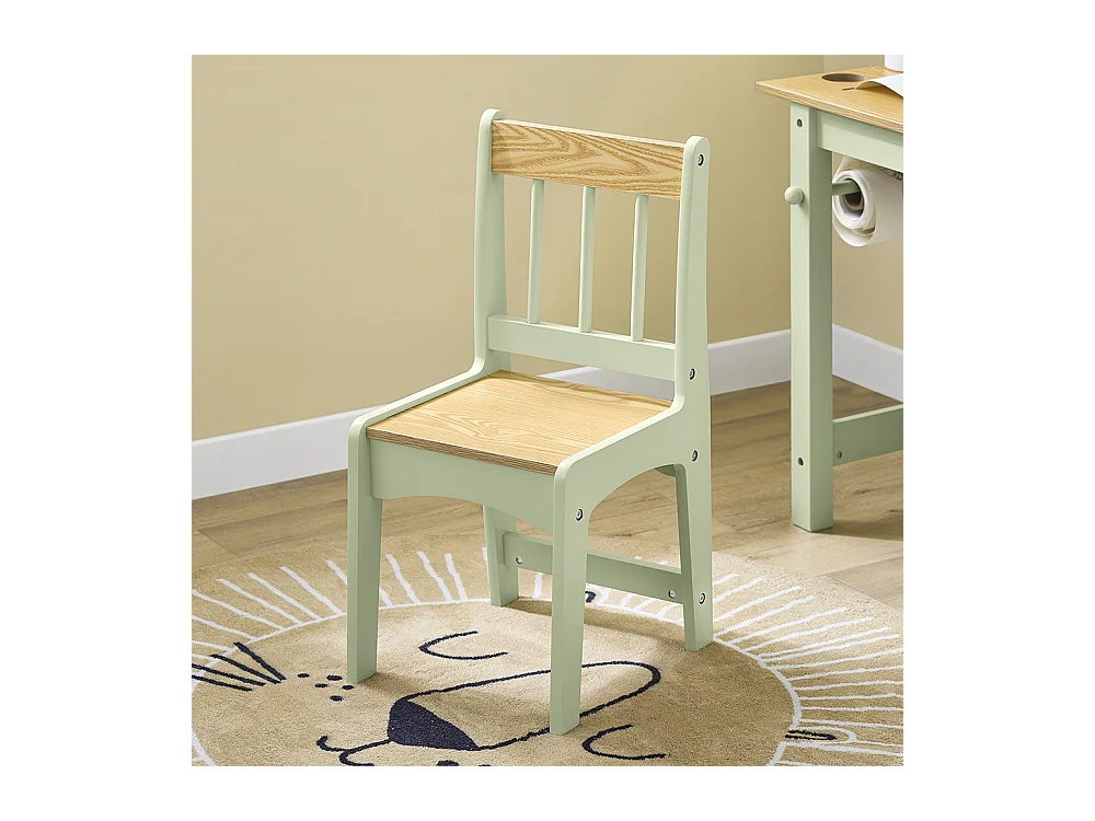 SoBuy stół dziecięcy z krzesłem i uchwytem na papier, zielony