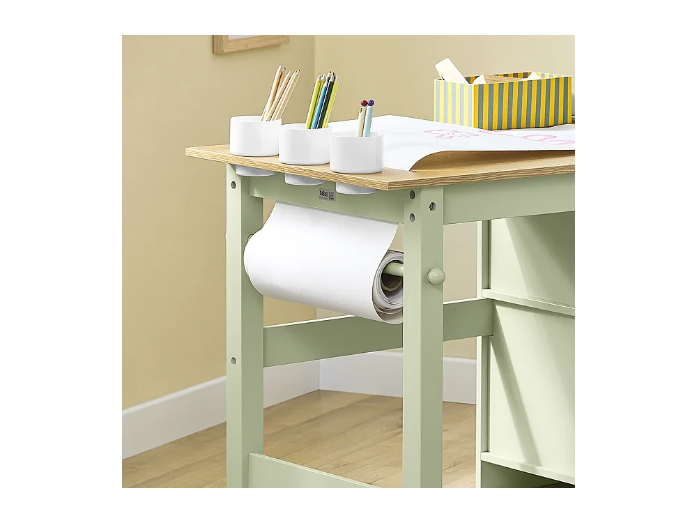 SoBuy stół dziecięcy z krzesłem i uchwytem na papier, zielony