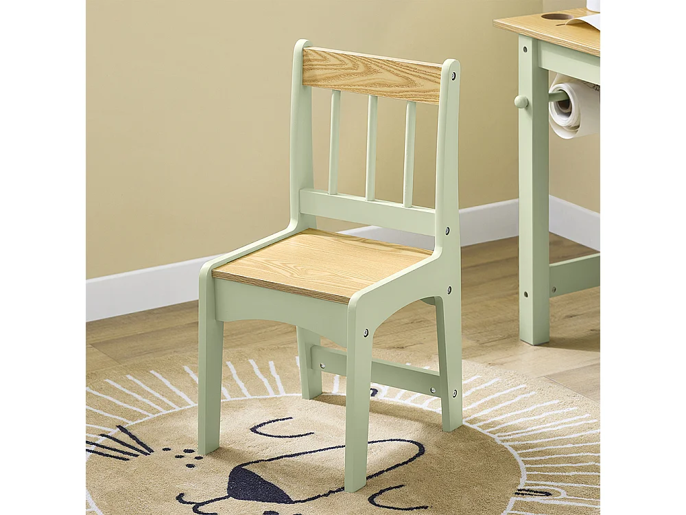 SoBuy Table Enfant Bureau avec 2 Étagères et Rangement Stylos Vert