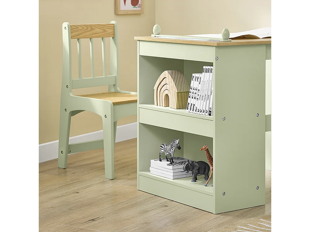 SoBuy Table Enfant Bureau avec 2 Étagères et Rangement Stylos Vert