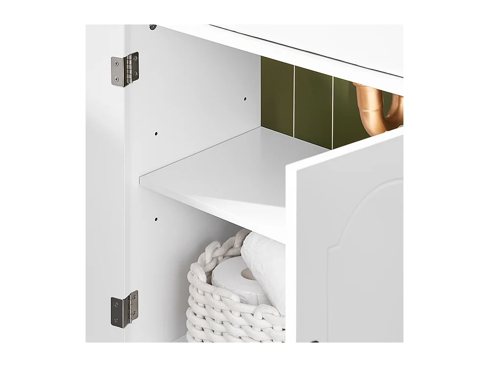 SoBuy Meuble de Rangement pour Salle de Bain, Armoire sous Lavabo à Étagères Réglables, Blanc