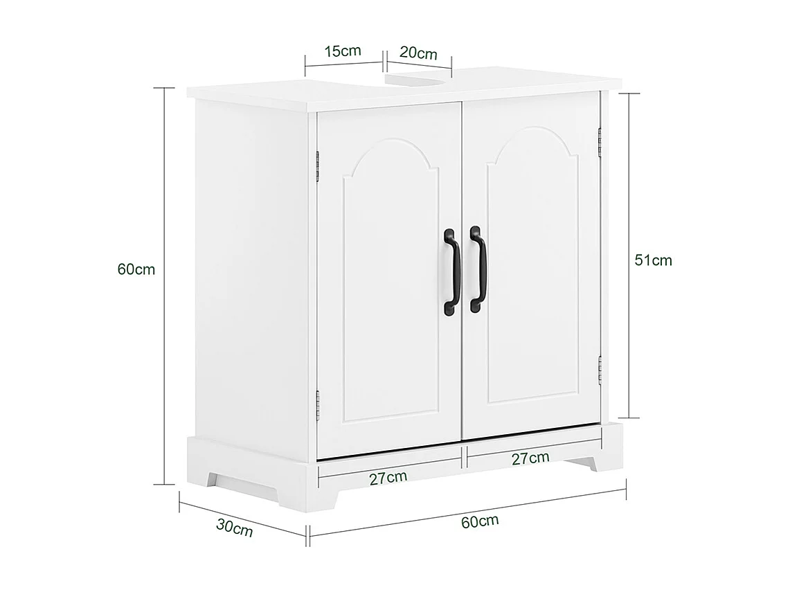 SoBuy Meuble de Rangement pour Salle de Bain, Armoire sous Lavabo à Étagères Réglables, Blanc