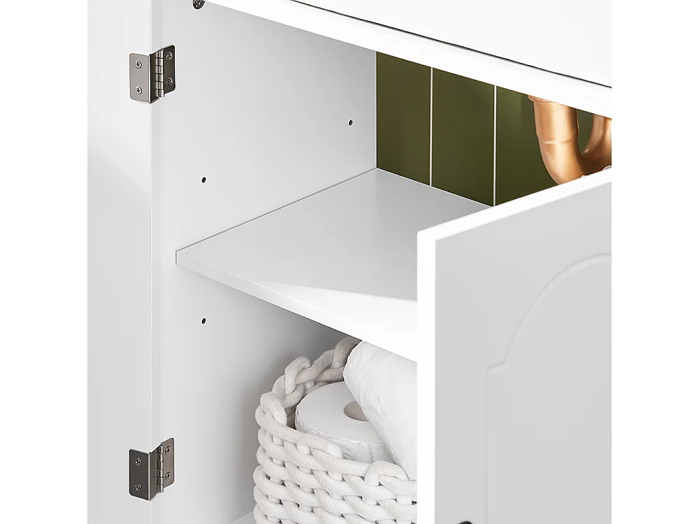 SoBuy Meuble de Rangement pour Salle de Bain, Armoire sous Lavabo à Étagères Réglables, Blanc