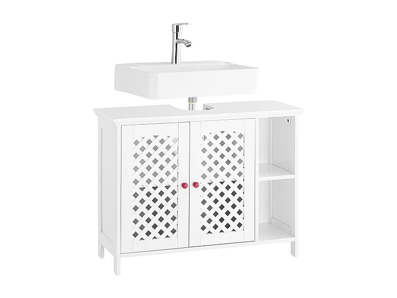 SoBuy BZR210-W szafka pod umywalkę z 2 drzwiami i regulowaną półką, 80x315x605 cm