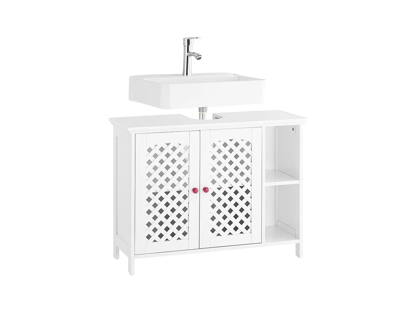 Meuble de Salle de Bain sous Vasque à 2 Portes, Niche Ouverte, MDF E1, Étagère Réglable