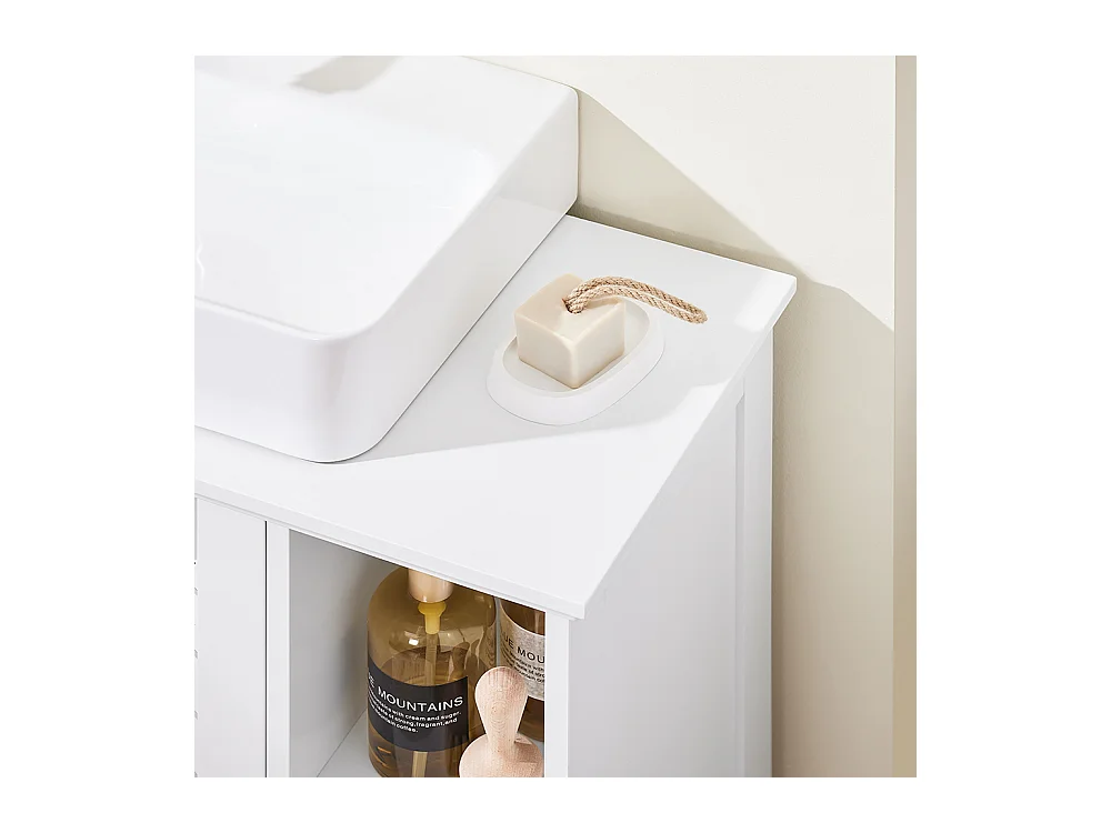 Meuble de Salle de Bain sous Vasque à 2 Portes, Niche Ouverte, MDF E1, Étagère Réglable