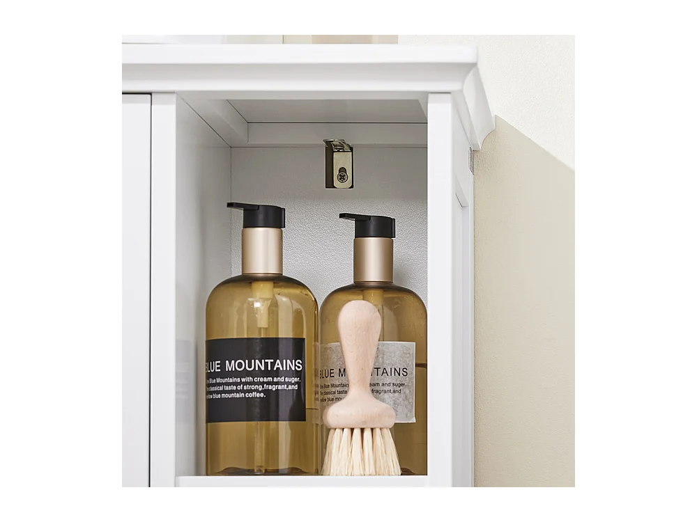 Meuble de Salle de Bain sous Vasque à 2 Portes, Niche Ouverte, MDF E1, Étagère Réglable