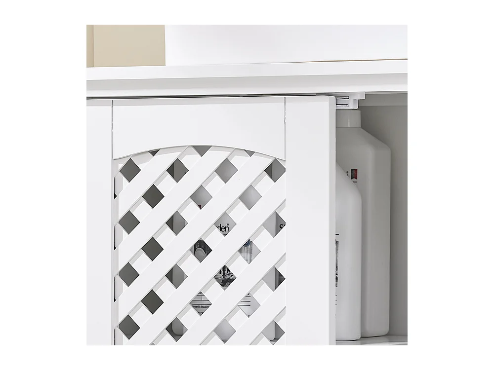 Meuble de Salle de Bain sous Vasque à 2 Portes, Niche Ouverte, MDF E1, Étagère Réglable