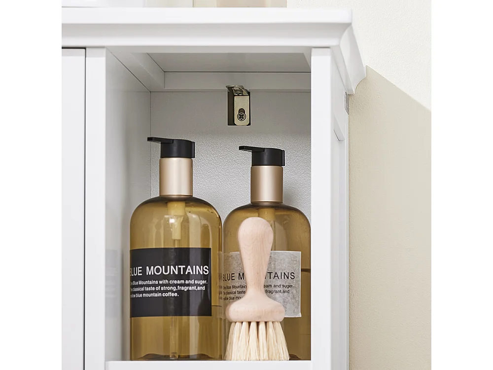 Meuble de Salle de Bain sous Vasque à 2 Portes, Niche Ouverte, MDF E1, Étagère Réglable