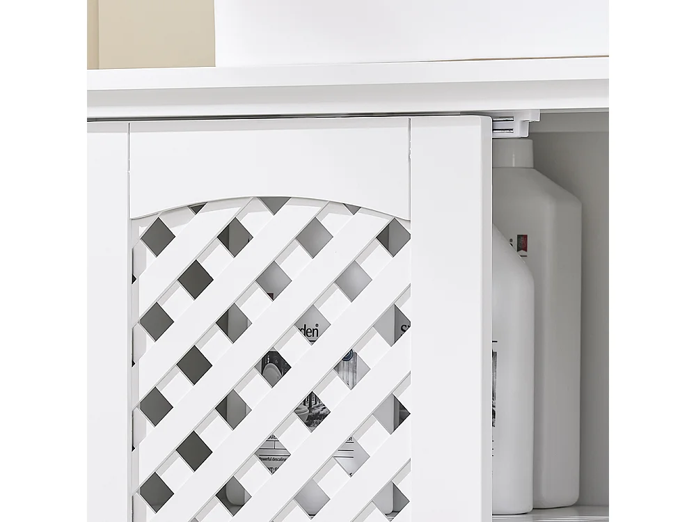 Meuble de Salle de Bain sous Vasque à 2 Portes, Niche Ouverte, MDF E1, Étagère Réglable