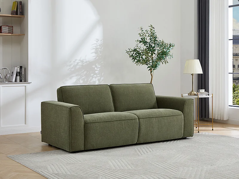 Canapé 3 places convertible express en tissu vert MOTETO