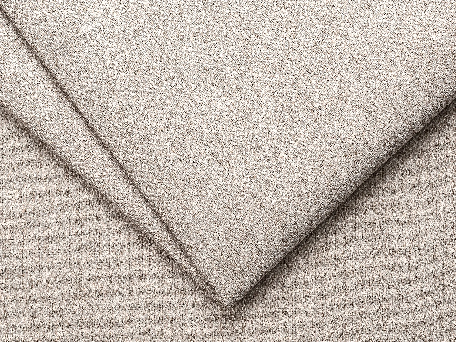 Grand canapé d'angle droit convertible express en tissu chiné beige - Matelas 16 cm mémoire de forme POGNI