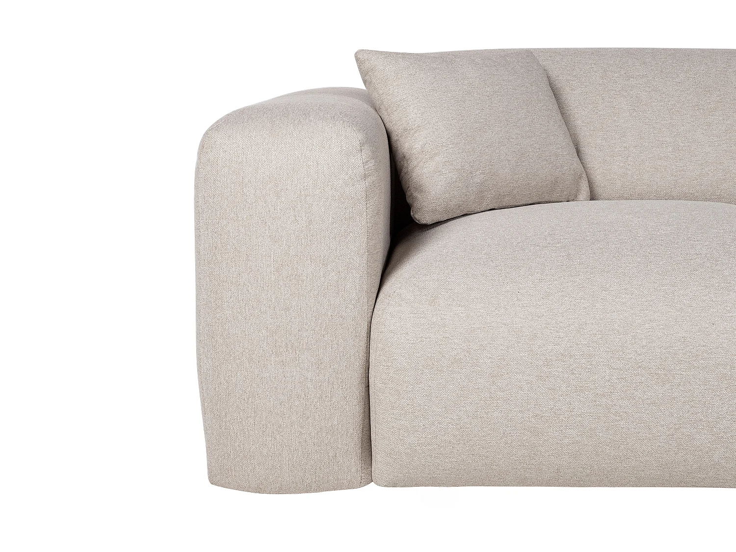 Grand canapé d'angle droit convertible express en tissu chiné beige - Matelas 16 cm mémoire de forme POGNI