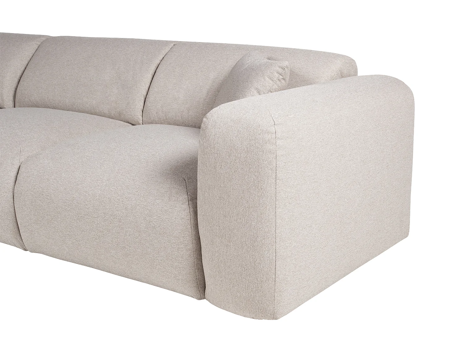 Grand canapé d'angle gauche convertible express en tissu chiné beige - Matelas 16 cm mémoire de forme POGNI