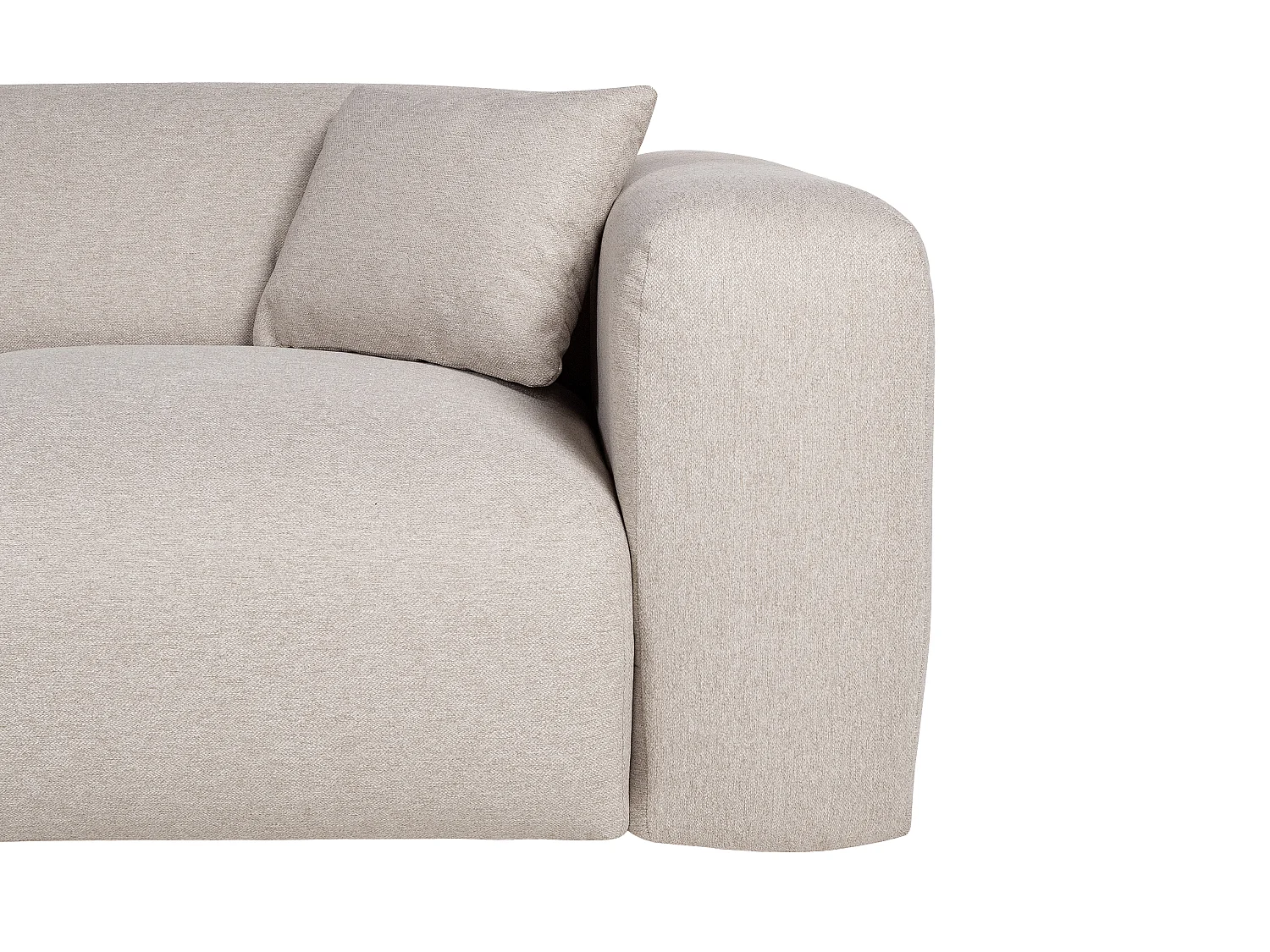 Grand canapé d'angle gauche convertible express en tissu chiné beige - Matelas 16 cm mémoire de forme POGNI