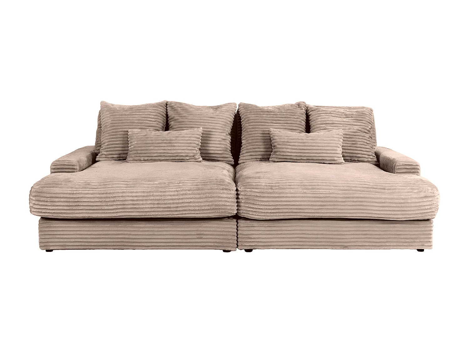 Canapé 4 places confort assise profonde en velours côtelé grosses côtes taupe CALAZO de Pascal Morabito