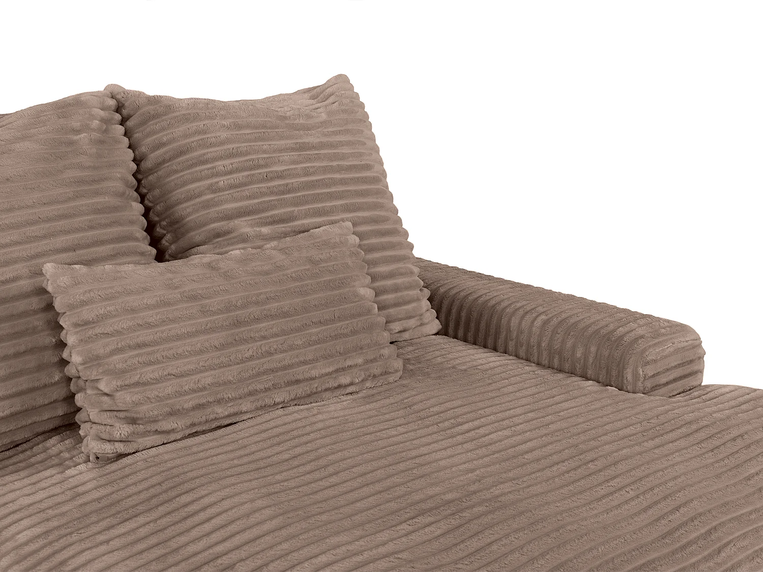 Canapé 4 places confort assise profonde en velours côtelé grosses côtes taupe CALAZO de Pascal Morabito