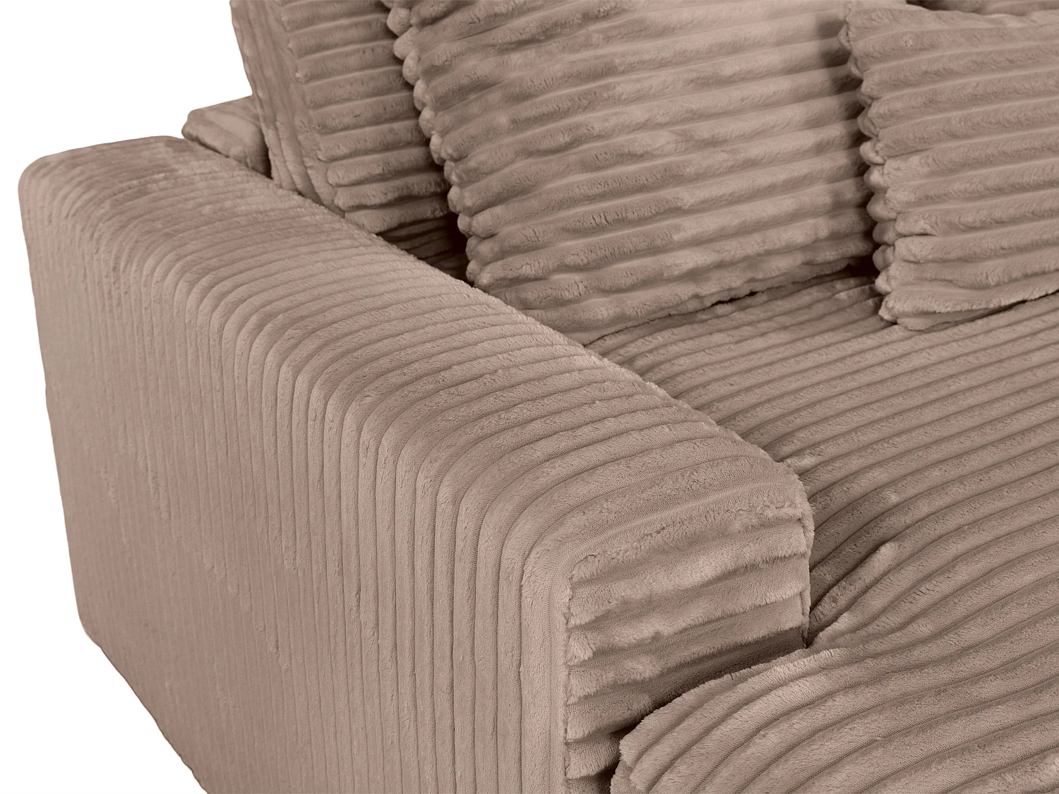 Canapé 4 places confort assise profonde en velours côtelé grosses côtes taupe CALAZO de Pascal Morabito