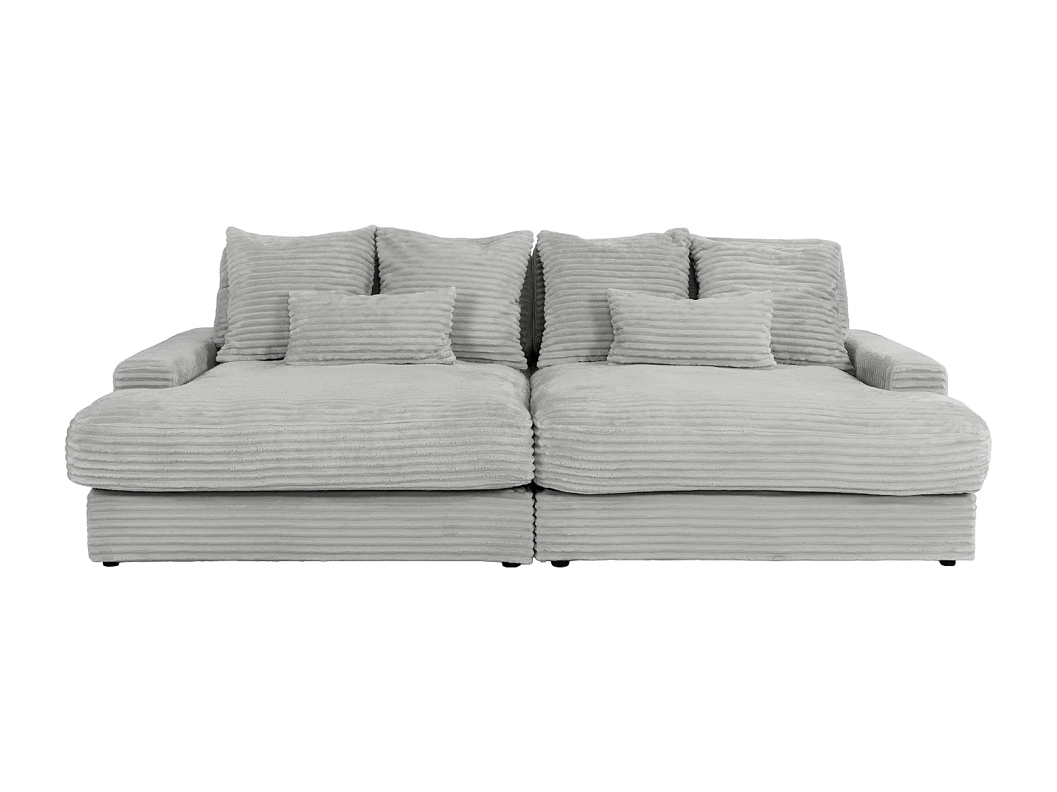 Canapé 4 places confort assise profonde en velours côtelé grosses côtes gris CALAZO de Pascal Morabito