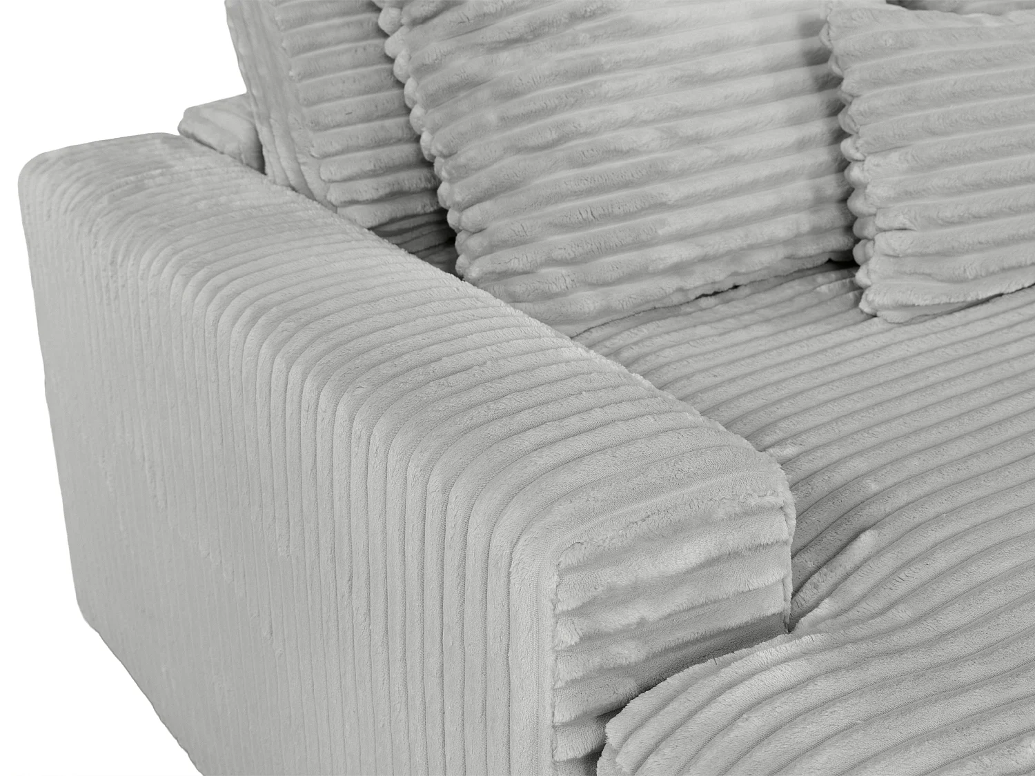 Canapé 4 places confort assise profonde en velours côtelé grosses côtes gris CALAZO de Pascal Morabito