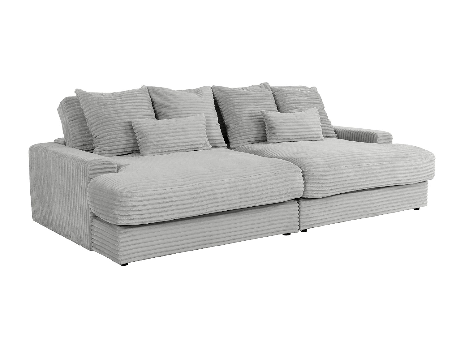 4-Sitzer-Sofa – bequeme tiefe Sitzfläche – grober Cordstoff – Grau – CALAZO günstig online kaufen