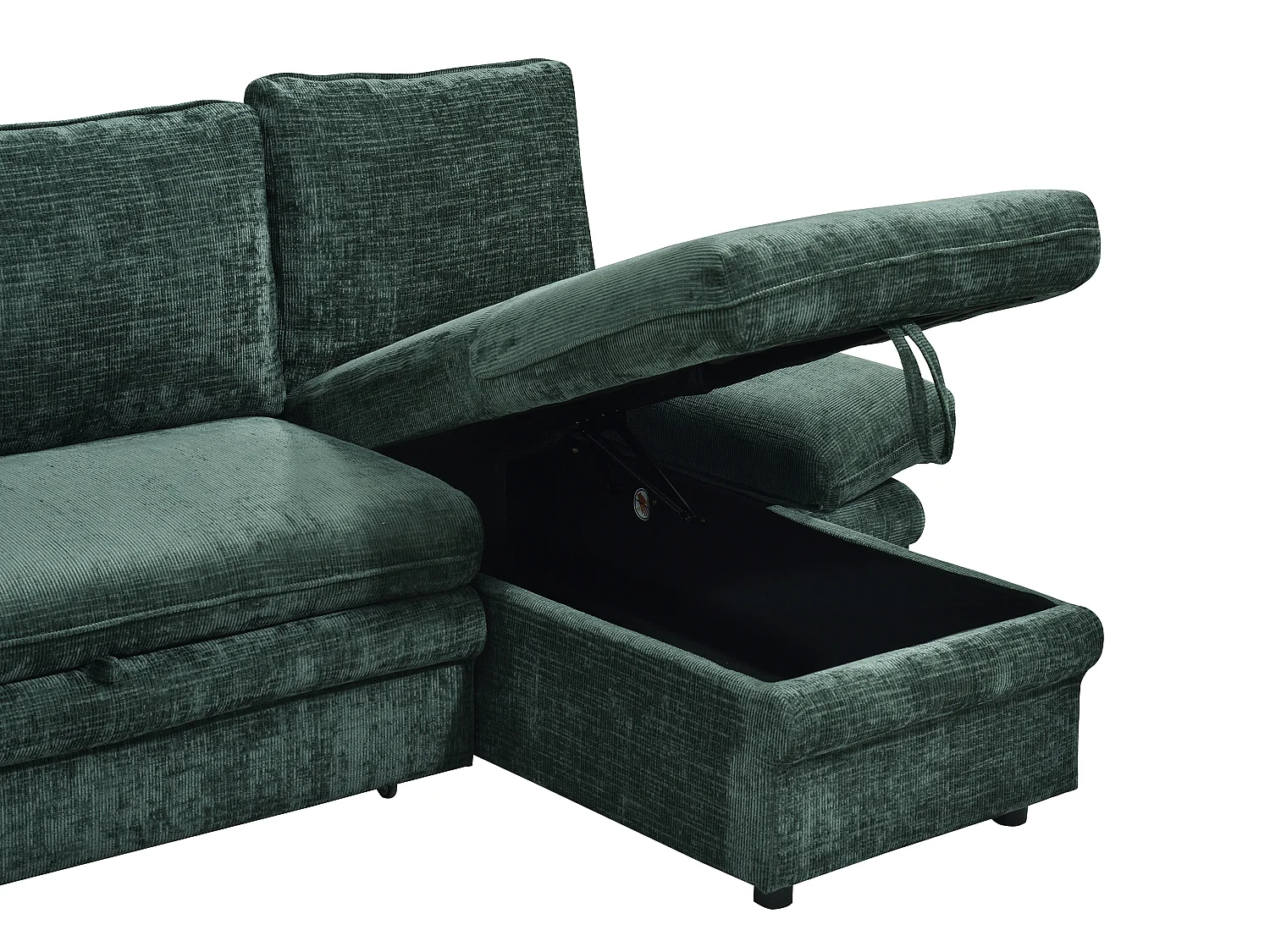 Canapé d'angle convertible et réversible en tissu chenille vert SIVIARA