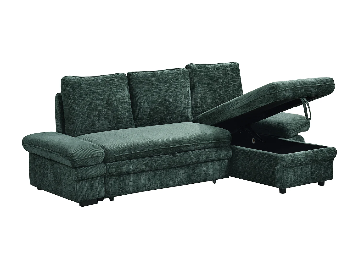 Canapé d'angle convertible et réversible en tissu chenille vert SIVIARA