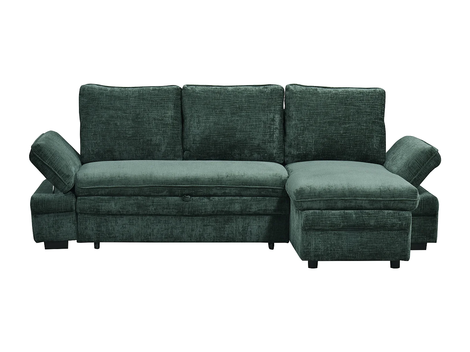 Canapé d'angle convertible et réversible en tissu chenille vert SIVIARA