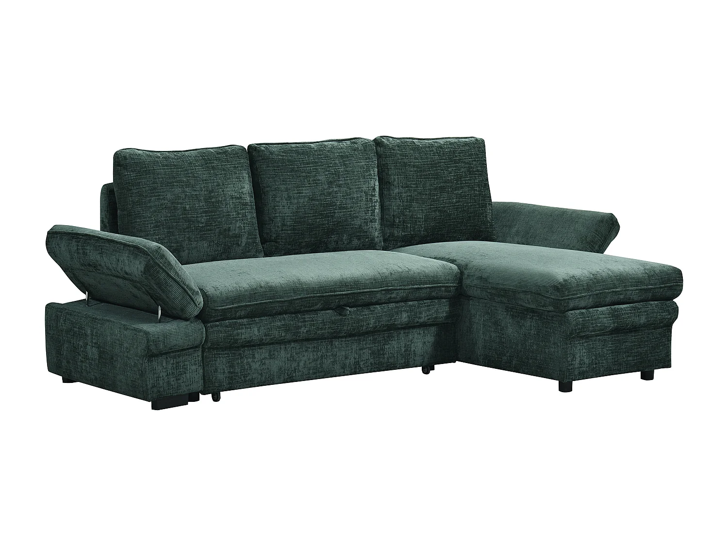 Canapé d'angle convertible et réversible en tissu chenille vert SIVIARA