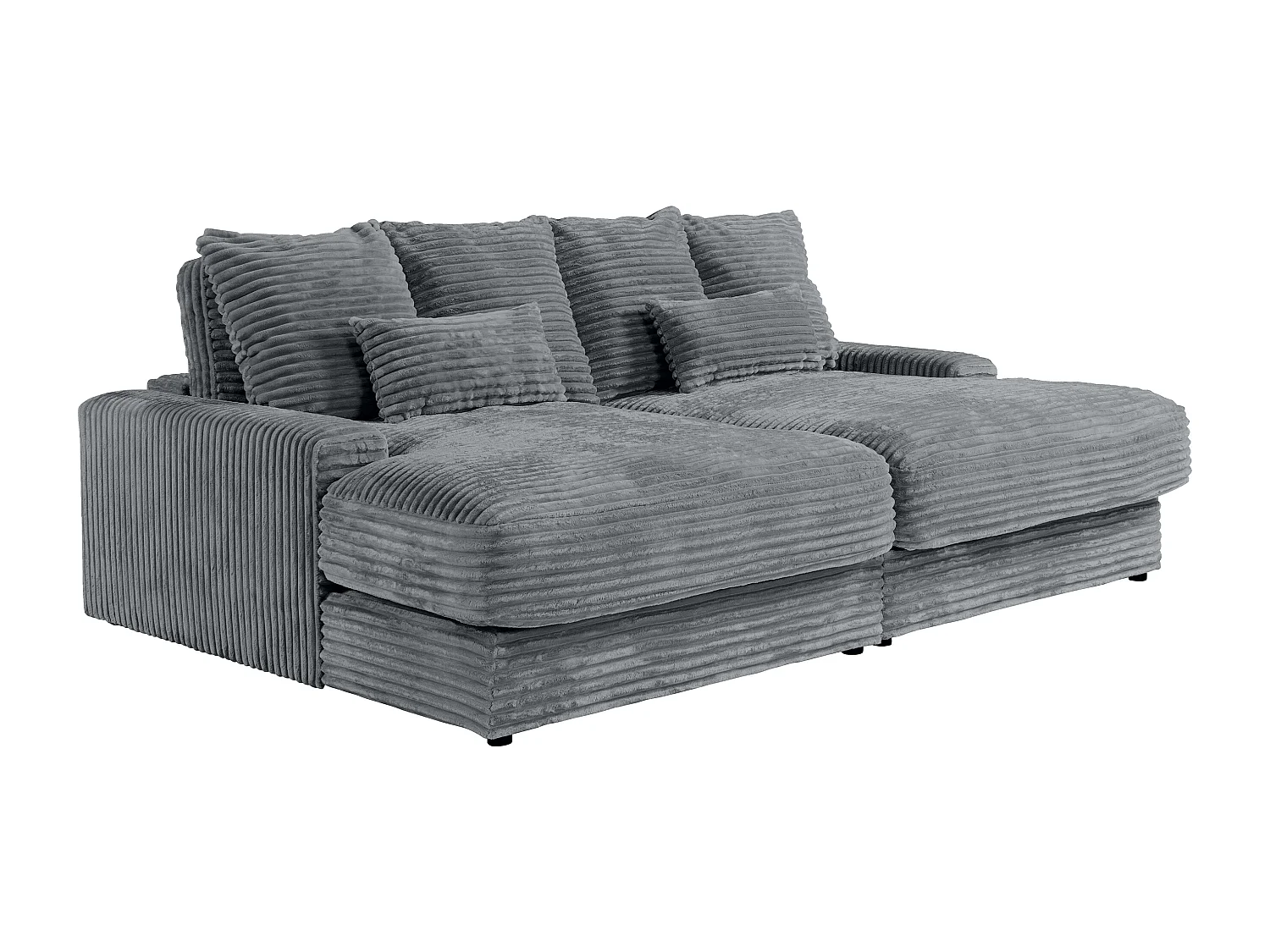 Canapé 3 places confort assise profonde en velours côtelé grosses côtes gris anthracite CALAZO de Pascal Morabito