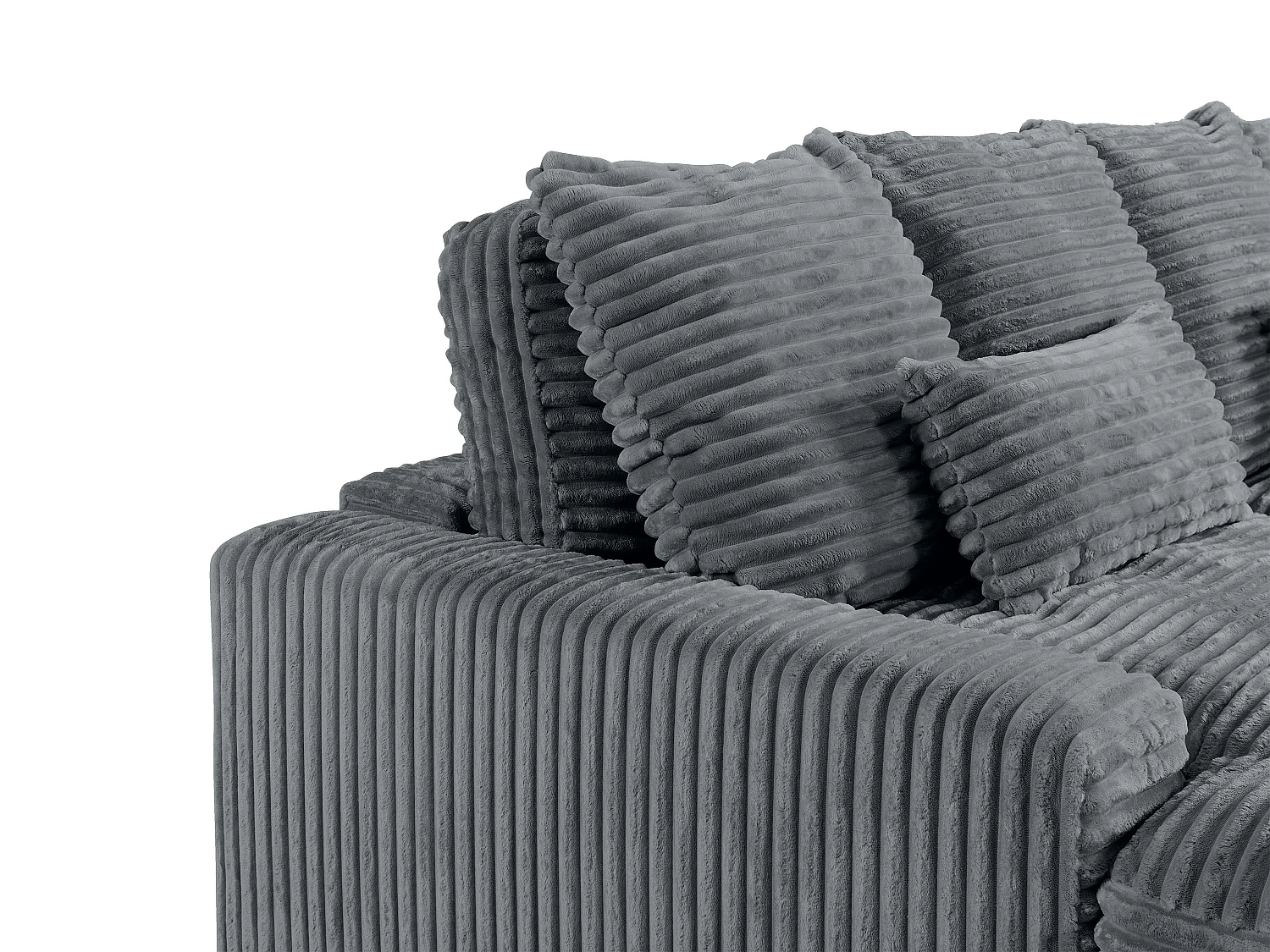 Canapé 3 places confort assise profonde en velours côtelé grosses côtes gris anthracite CALAZO de Pascal Morabito