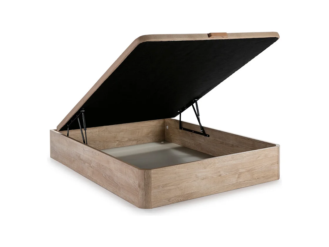 Ensemble 160 x 200 cm sommier coffre naturel clair + matelas ressorts ensachés 7 zones et mémoire de forme ép.22cm - LUREAN de YSMÉE