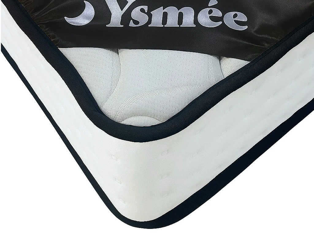 Ensemble 160 x 200 cm sommier coffre naturel clair + matelas ressorts ensachés 7 zones et mémoire de forme ép.22cm - LUREAN de YSMÉE