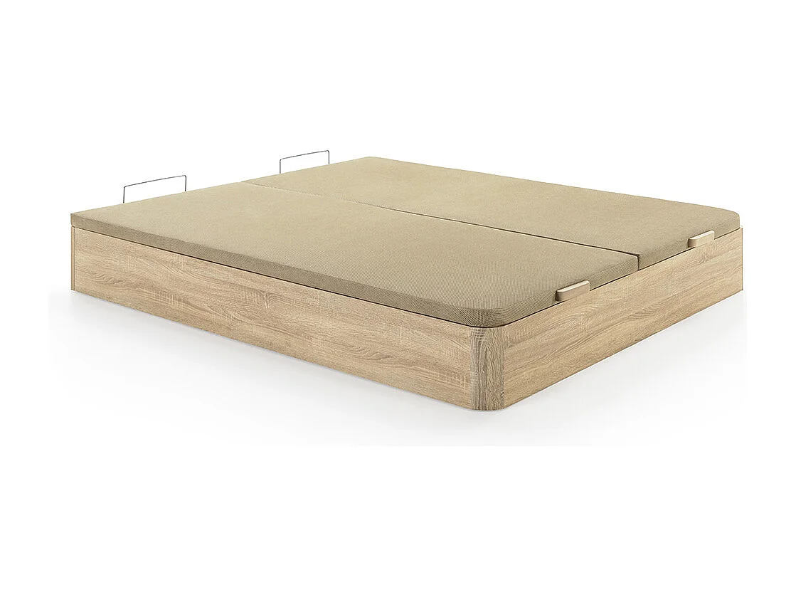 Ensemble 180 x 200 cm sommier coffre naturel clair + matelas ressorts ensachés 7 zones et mémoire de forme ép.22cm - LUREAN de YSMÉE