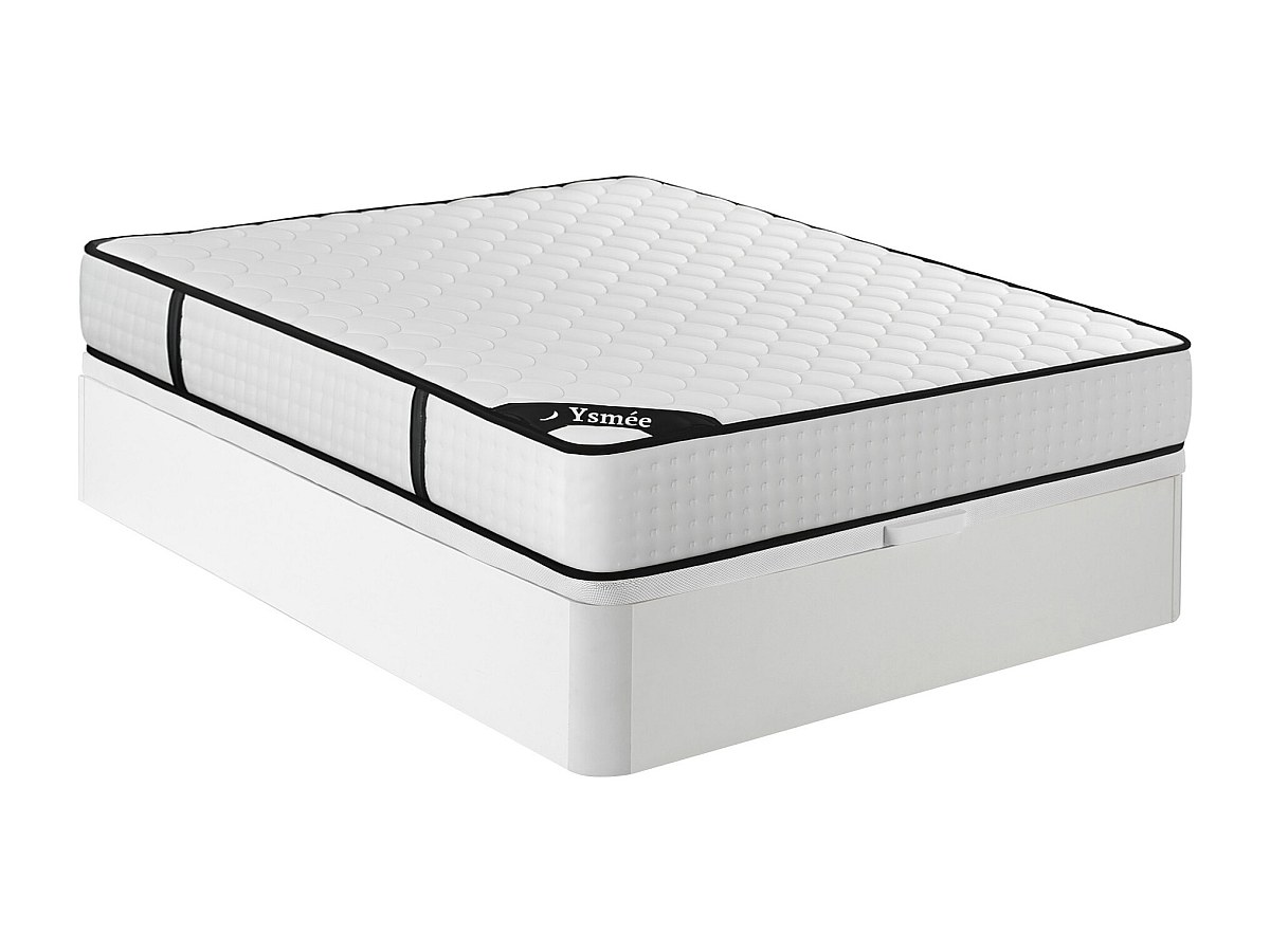 Bett-Set 140 x 190 cm, Bettkasten weiß + Matratze 7-Zonen-Taschenfederkern günstig online kaufen