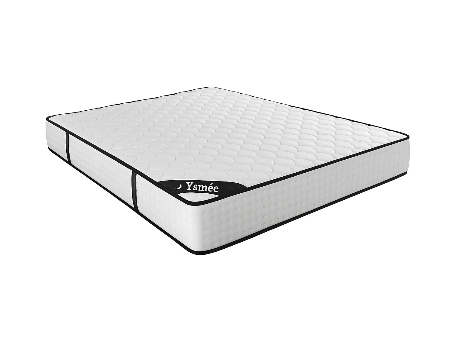 Ensemble 160 x 200 cm sommier coffre blanc + matelas ressorts ensachés 7 zones et mémoire de forme ép.22cm - LUREAN de YSMÉE