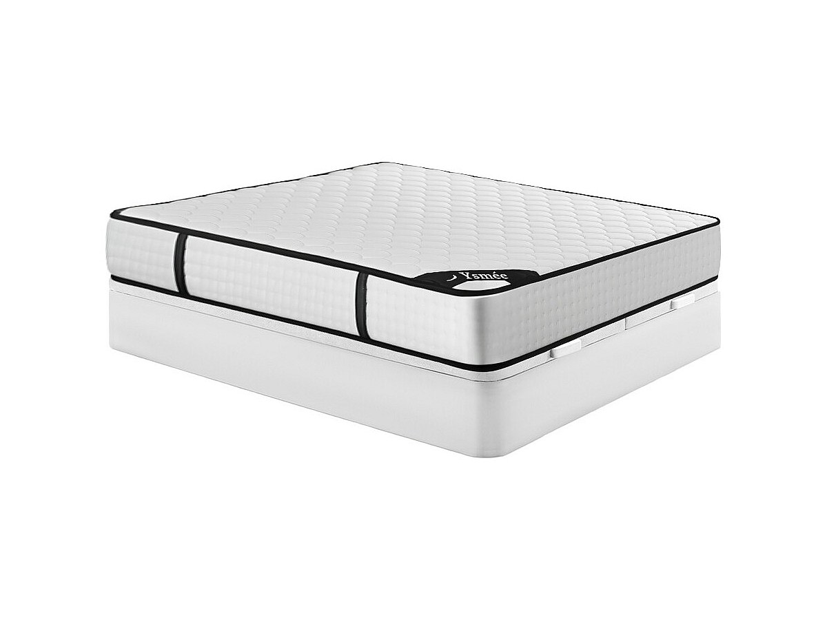 Bett-Set 180 x 200 cm, Bettkasten weiß + Matratze 7-Zonen-Taschenfederkern günstig online kaufen