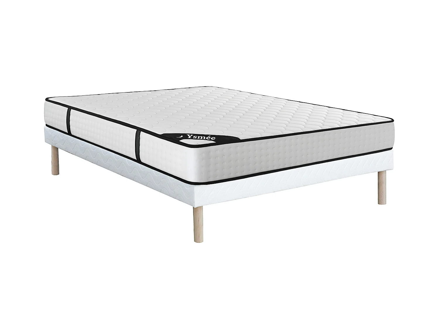 Ensemble 160 x 200 cm sommier tapissier + matelas ressorts ensachés 7 zones et mémoire de forme ép.22cm - LUREAN de YSMÉE