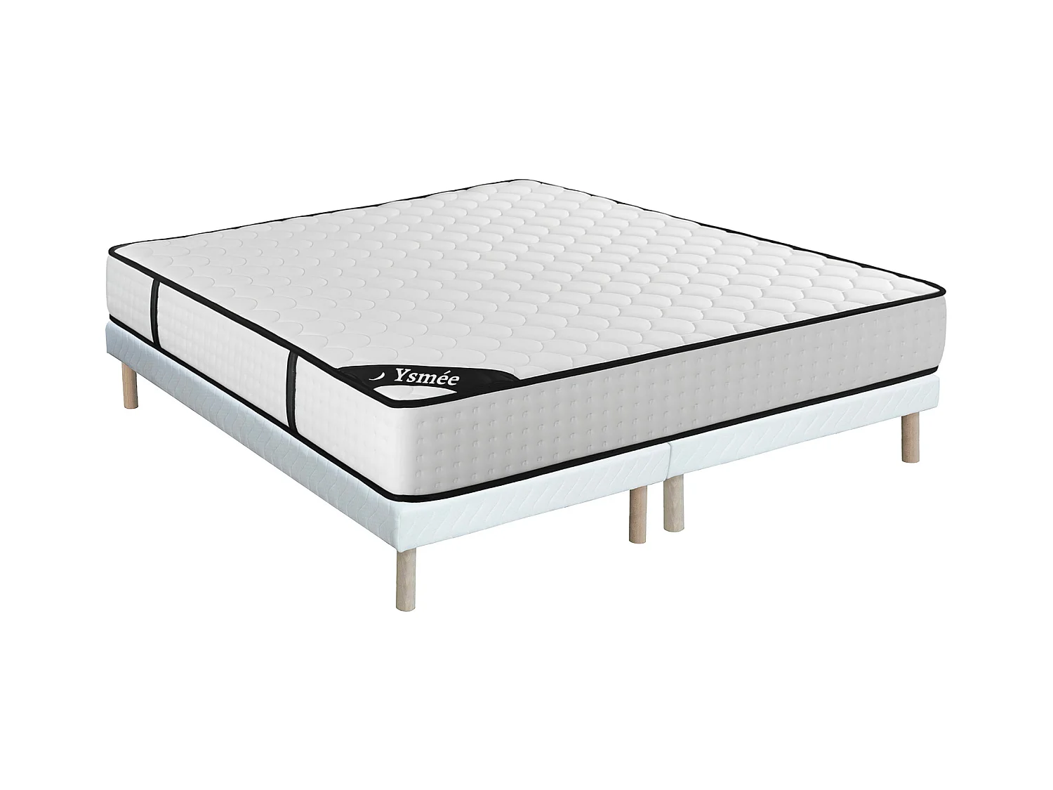 Ensemble 180 x 200 cm sommier tapissier + matelas ressorts ensachés 7 zones et mémoire de forme ép.22cm - LUREAN de YSMÉE