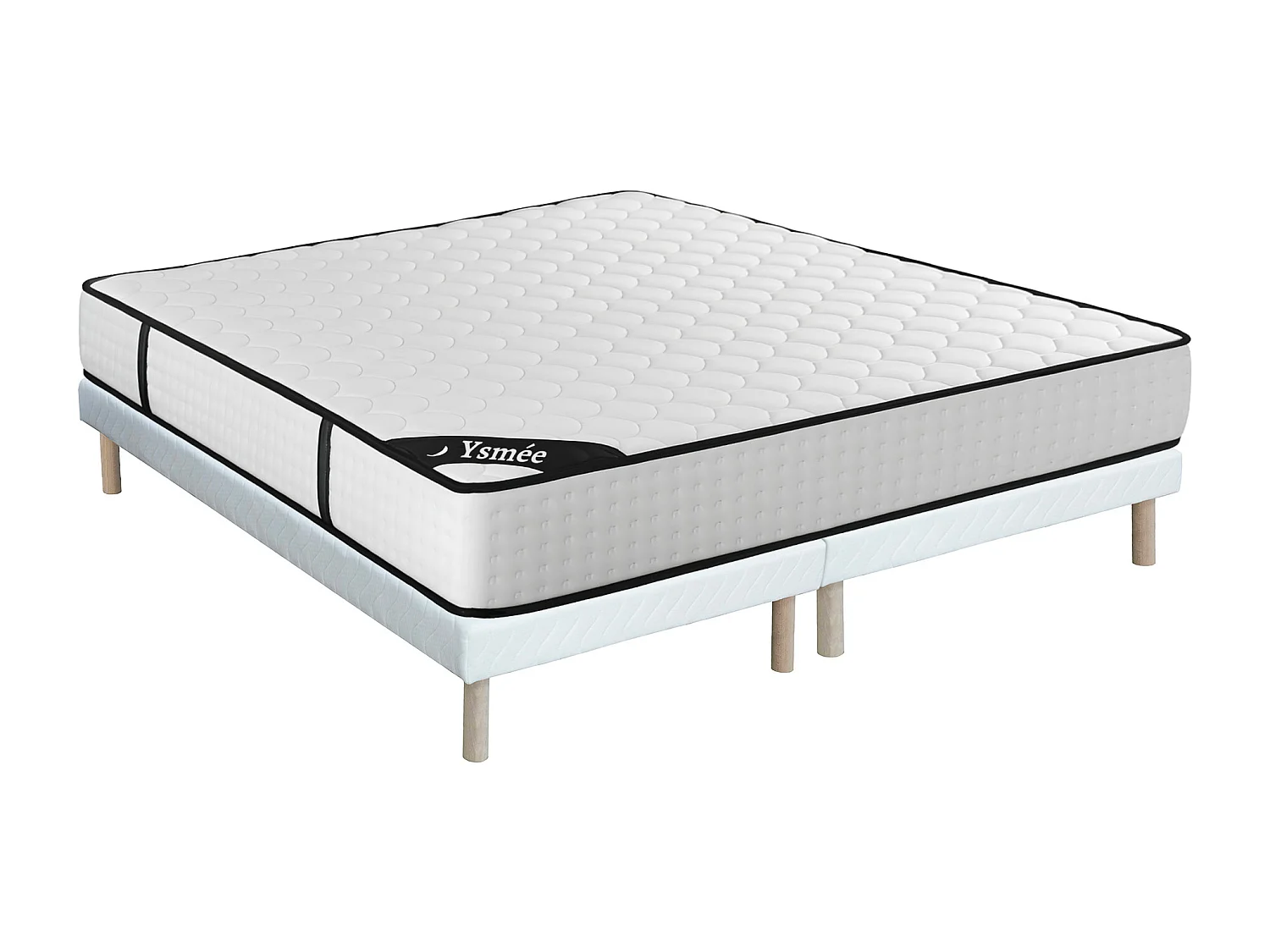Ensemble 180 x 200 cm sommier tapissier + matelas ressorts ensachés 7 zones et mémoire de forme ép.22cm - LUREAN de YSMÉE