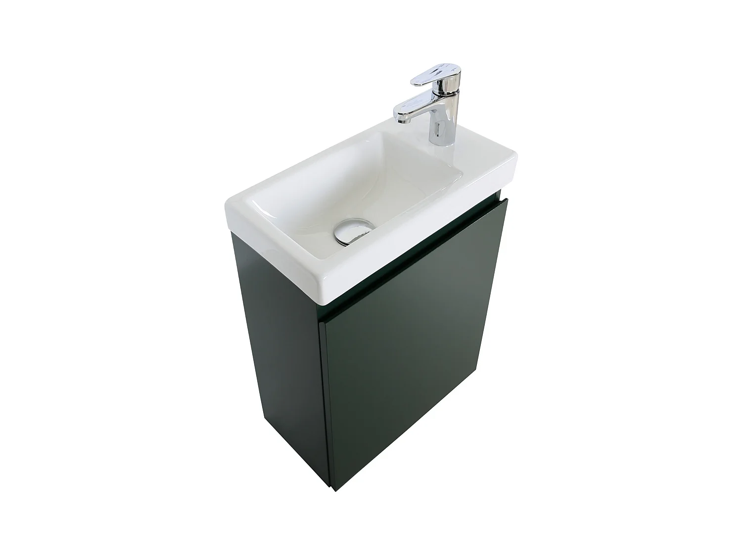 Ensemble lave-mains suspendu avec robinet chromé et miroir tablette