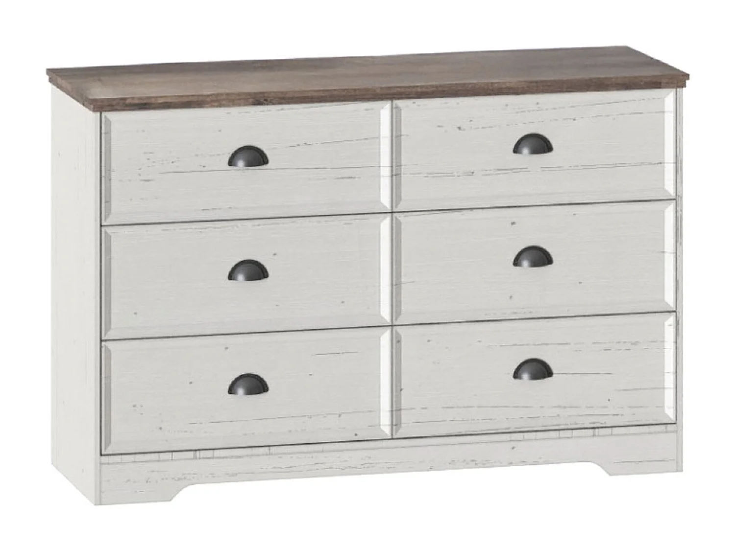 Kommode 6 Schubladen weiß und Holz 120cm VALLA - Landhausstil Chic und Funktionalität