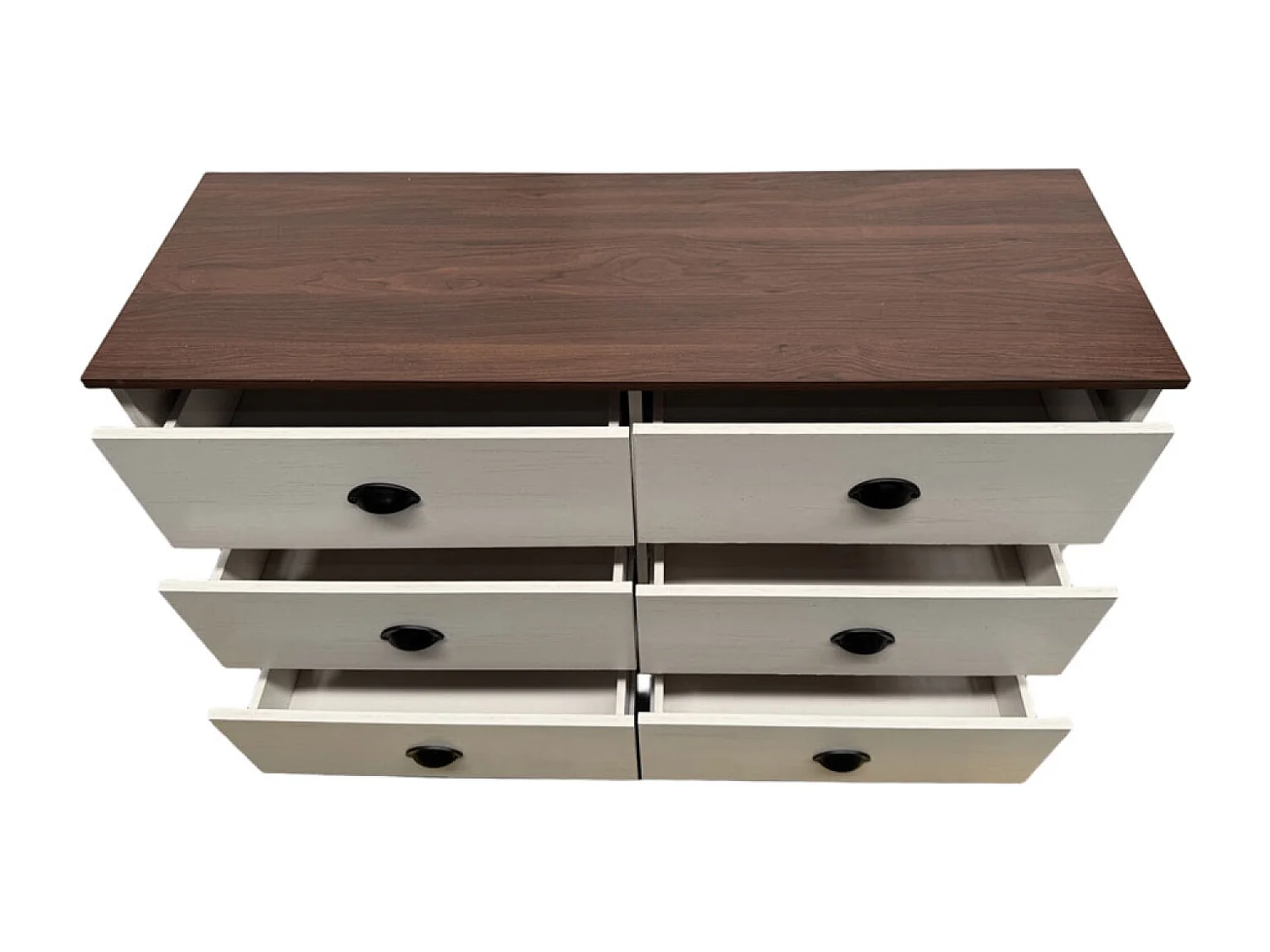 Commode 6 tiroirs blanc et bois 120cm VALLA