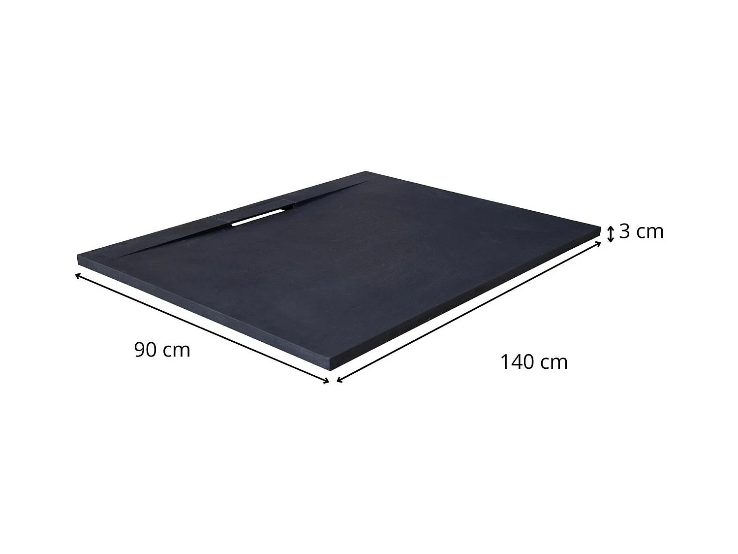 Receveur de douche mural aspect ardoise extra-plat gris anthracite - Bonde incluse