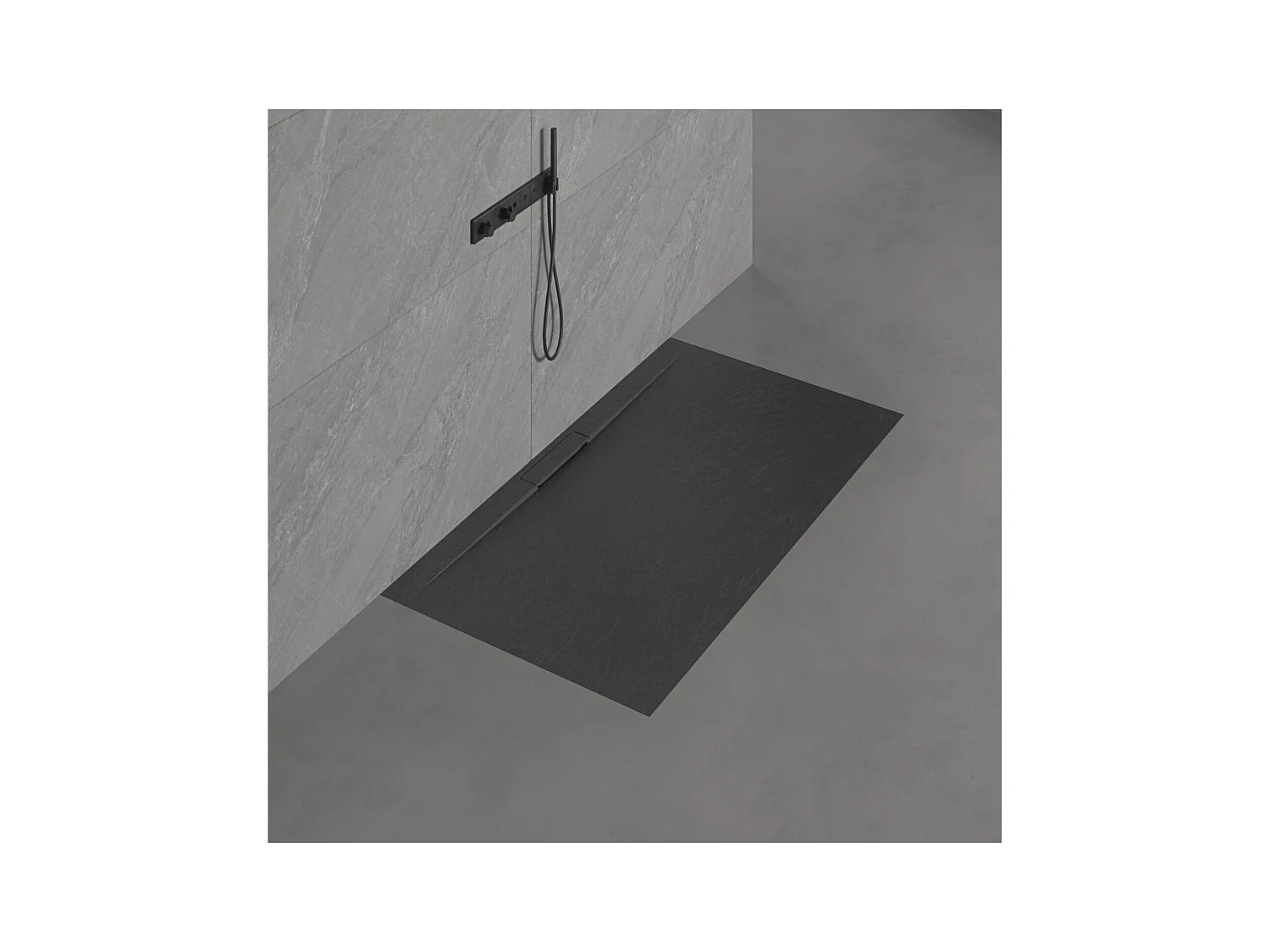 Plato de ducha de pared LIVA extraplano efecto pizarra 120x90cm 140x90